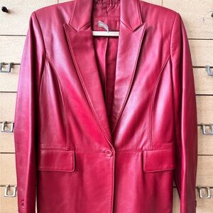 Women's Red Leather Blazer